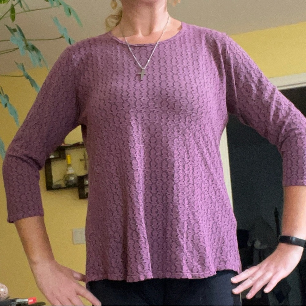 Women's Plume and Thread Long Sleeve Blouse Purple Textured Top Size Medium